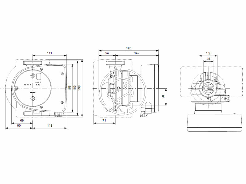 Grundfos MAGNA1 25-100 N 180 PN10 keringető szivattyú