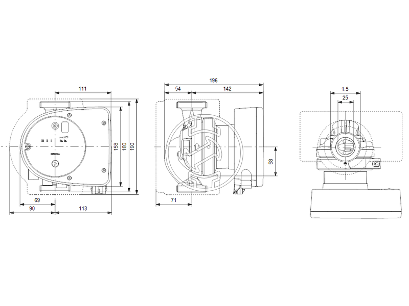 Grundfos MAGNA1 25-80 keringető szivattyú