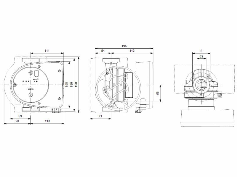 Grundfos MAGNA1 32-120 180 PN10 keringető szivattyú