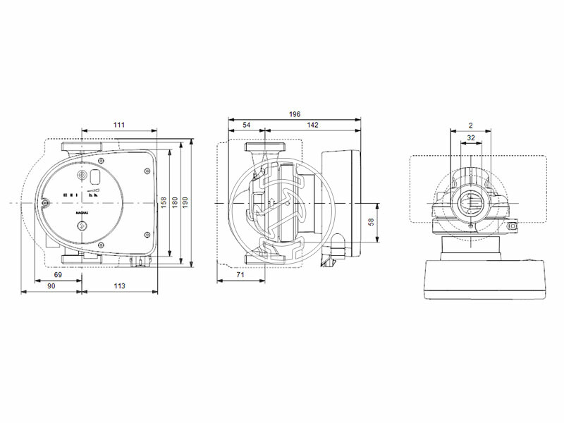 Grundfos MAGNA1 32-40 180 PN10 keringető szivattyú