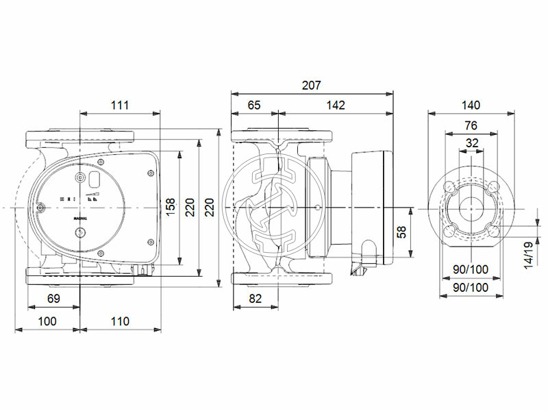 Grundfos MAGNA1 32-40 F 220 PN6/10 keringető szivattyú
