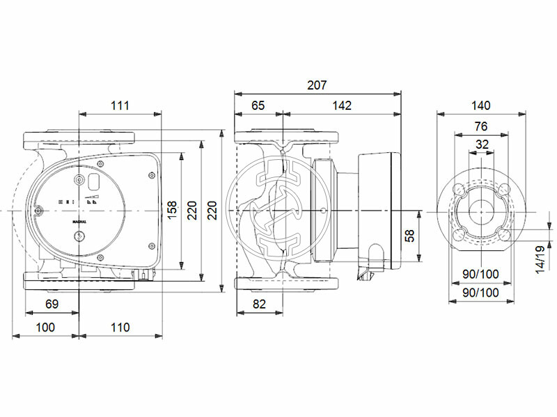Grundfos MAGNA1 32-40 F N 220 PN6/10 keringető szivattyú