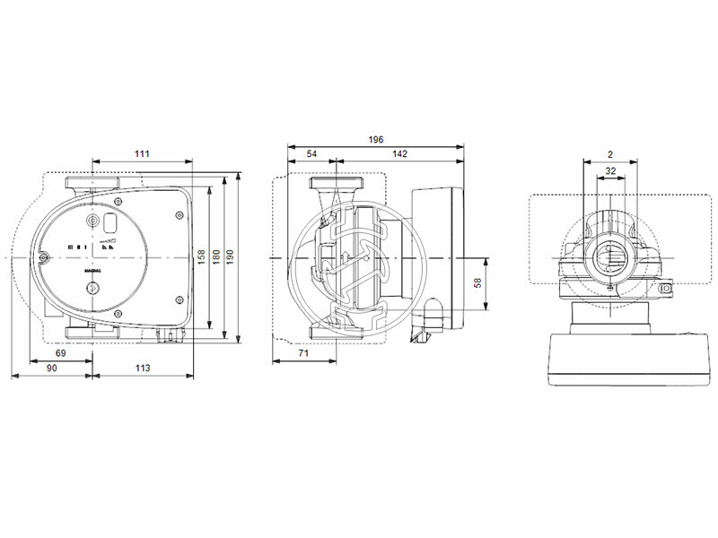 Grundfos MAGNA1 32-40 N 180 PN10 keringető szivattyú