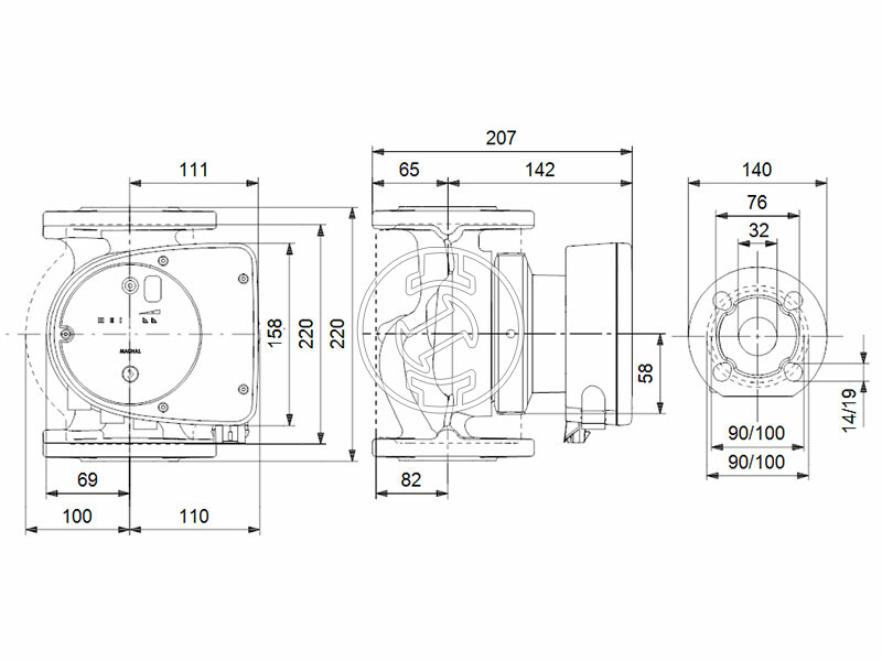 Grundfos MAGNA1 32-60 F 220 PN6/10 keringető szivattyú