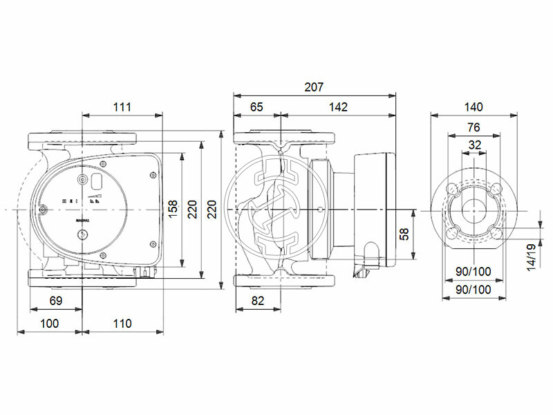 Grundfos MAGNA1 32-80 F 220 PN6/10 keringető szivattyú