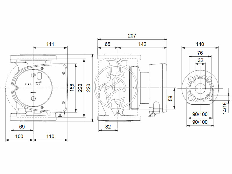 Grundfos MAGNA1 32-80 F N 220 PN6/10 keringető szivattyú