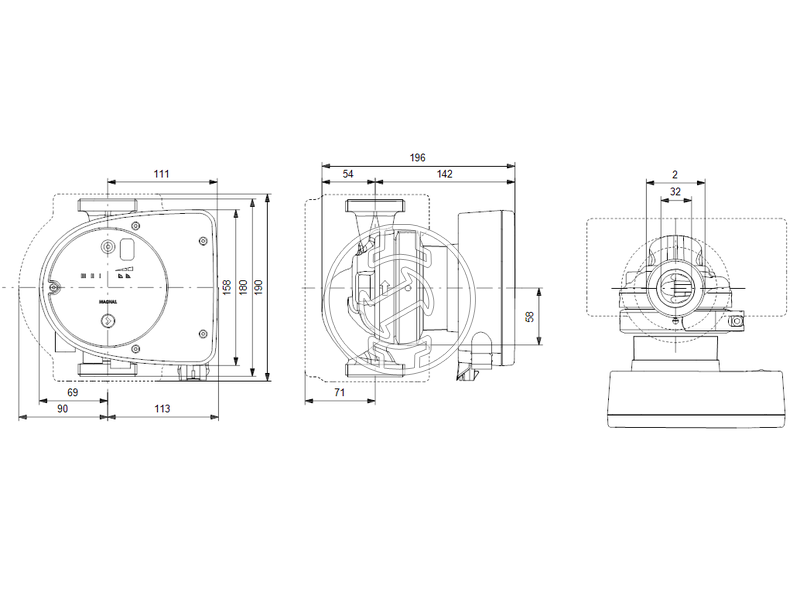 Grundfos MAGNA1 32-80 keringető szivattyú