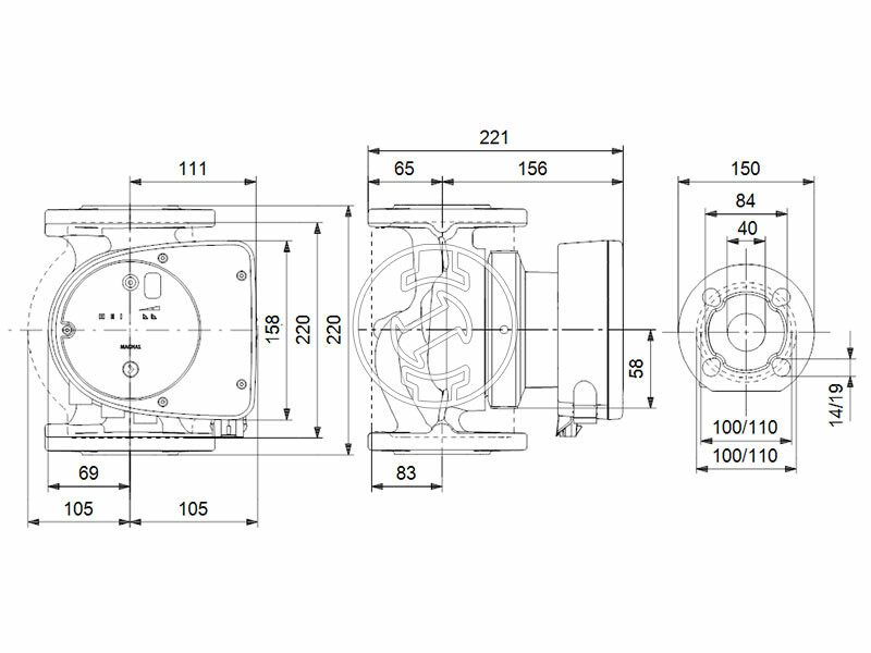 Grundfos MAGNA1 40-40 F 220 PN6/10 keringető szivattyú