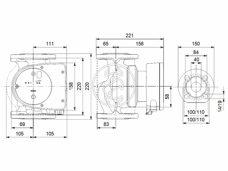 Grundfos MAGNA1 40-40 F N 220 PN6/10 keringető szivattyú