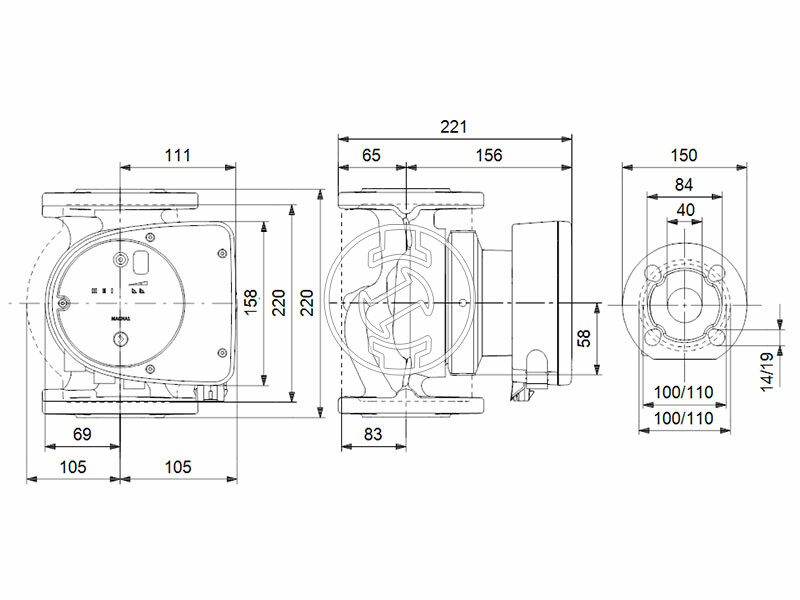 Grundfos MAGNA1 40-60 F 220 PN6/10 keringető szivattyú