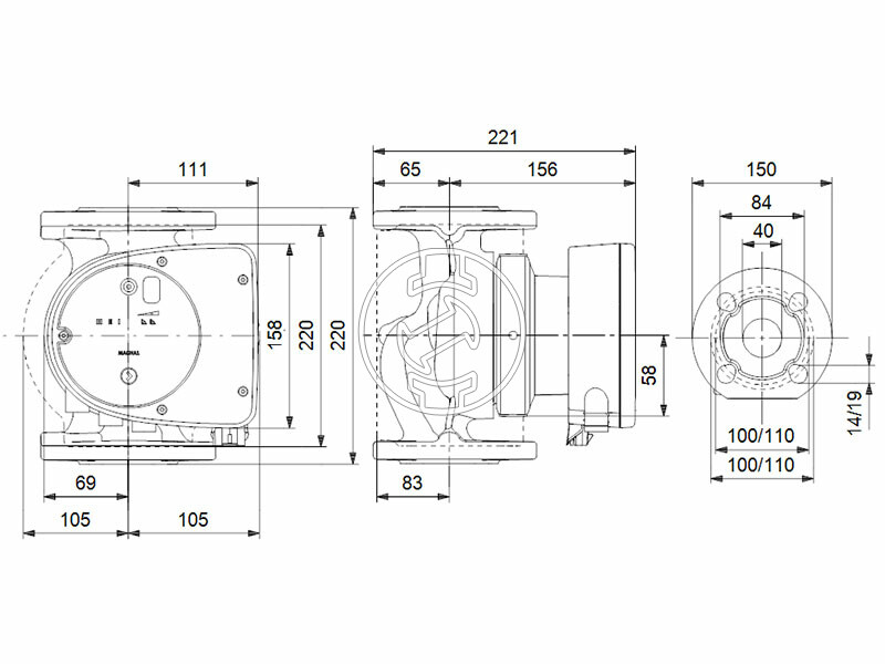 Grundfos MAGNA1 40-60 F N 220 PN6/10 keringető szivattyú