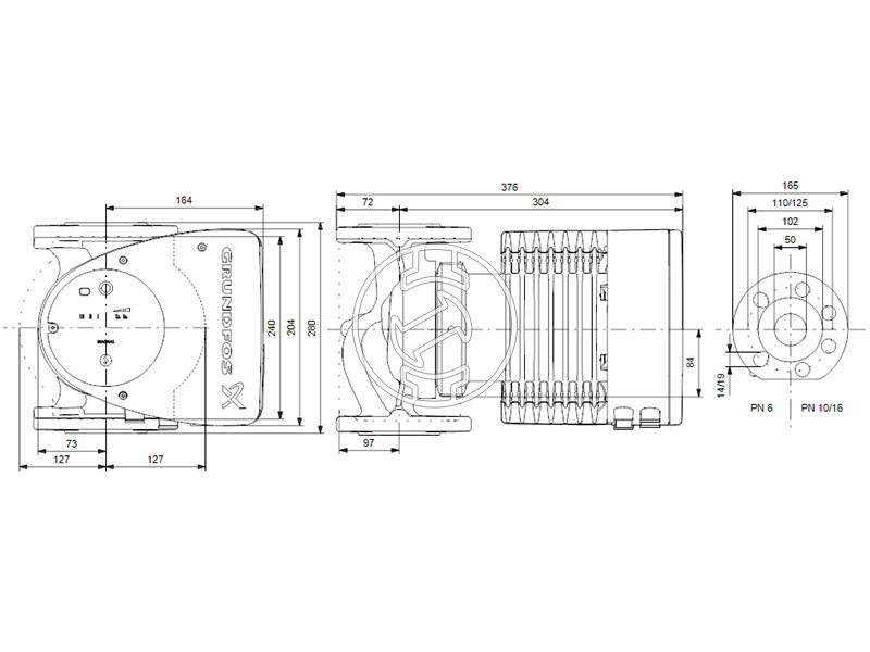 Grundfos MAGNA1 50-100 F N 280 PN6/10 keringető szivattyú