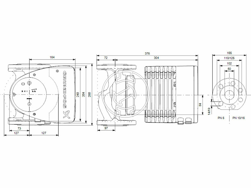 Grundfos MAGNA1 50-120 F N 280 PN6/10 keringető szivattyú