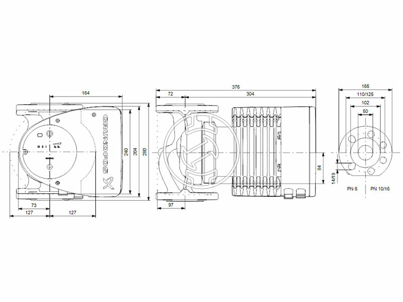 Grundfos MAGNA1 50-150 F 280 PN6/10 keringető szivattyú