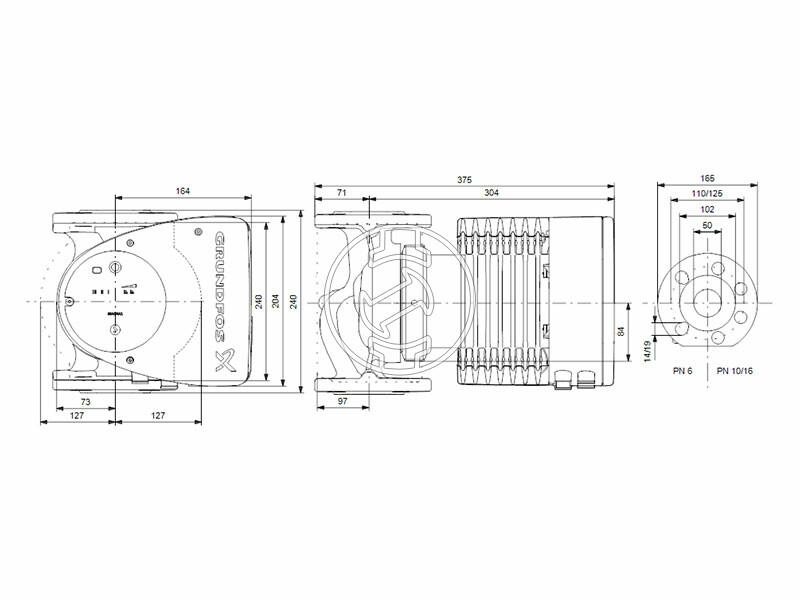 Grundfos MAGNA1 50-60 F 240 PN6/10 keringető szivattyú