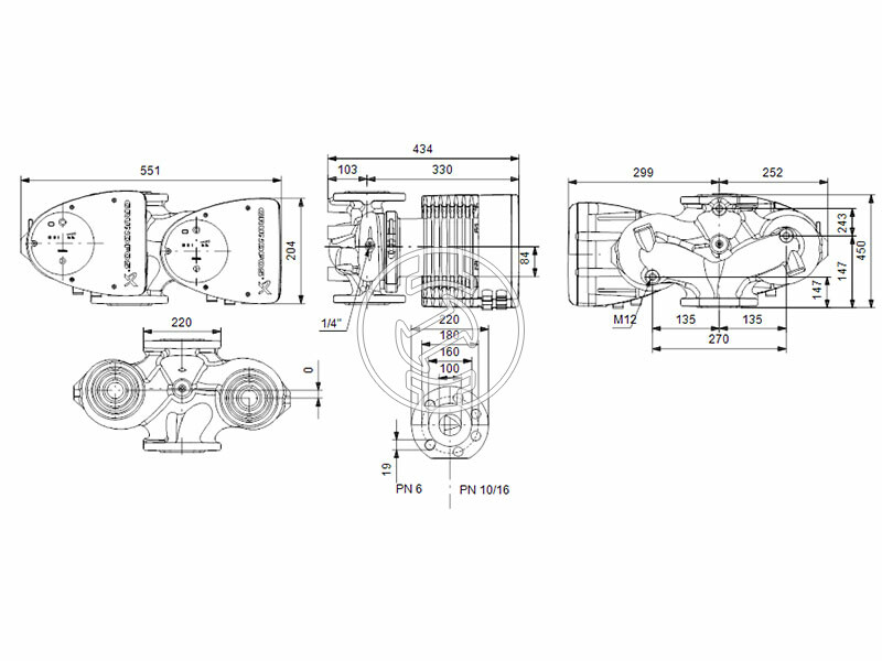 Grundfos MAGNA1 D 100-40 F 450 PN10 keringető szivattyú