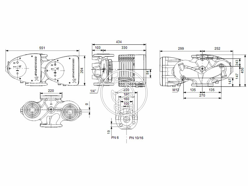 Grundfos MAGNA1 D 100-80 F 450 PN10 keringető szivattyú