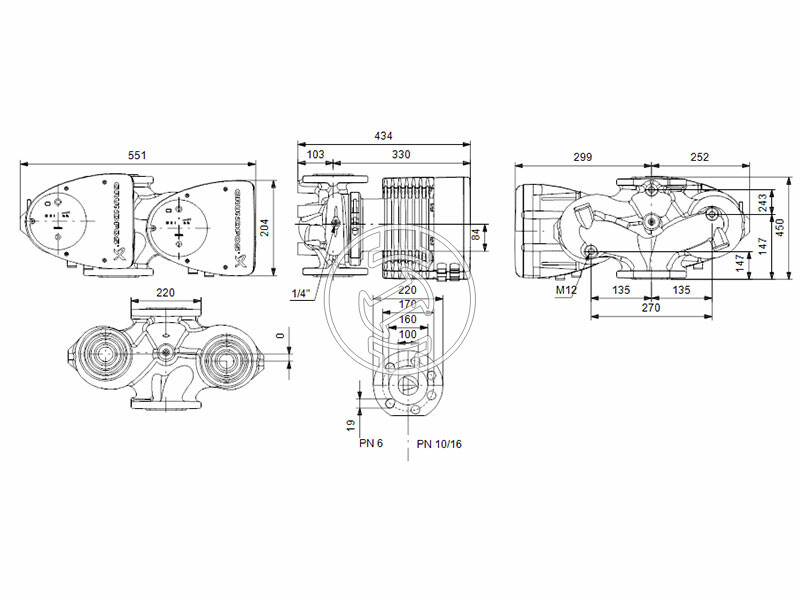 Grundfos MAGNA1 D 100-80 F 450 PN6 keringető szivattyú