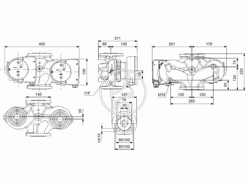 Grundfos MAGNA1 D 32-40 F 220 PN6/10 keringető szivattyú