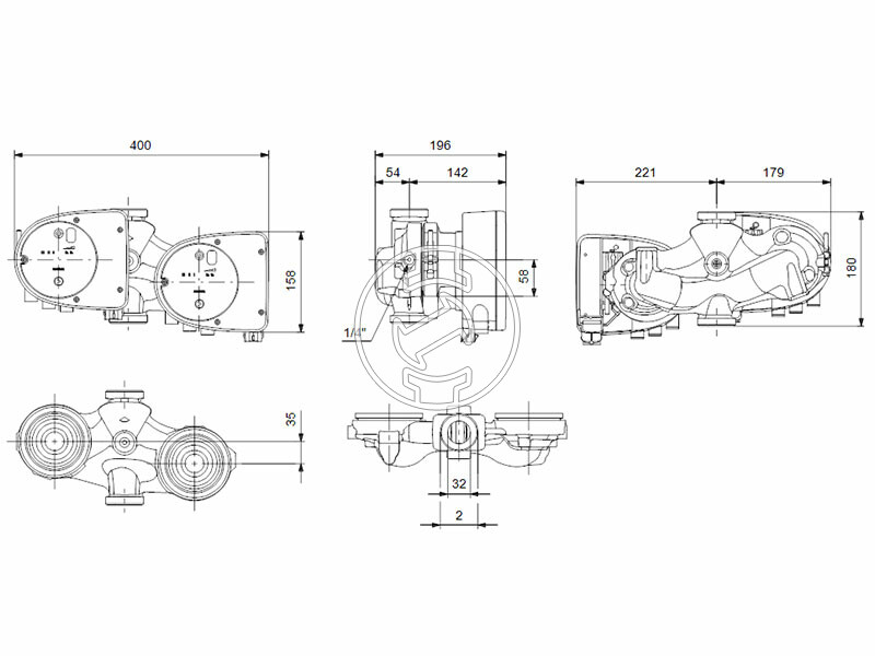 Grundfos MAGNA1 D 32-60 180 PN10 keringető szivattyú