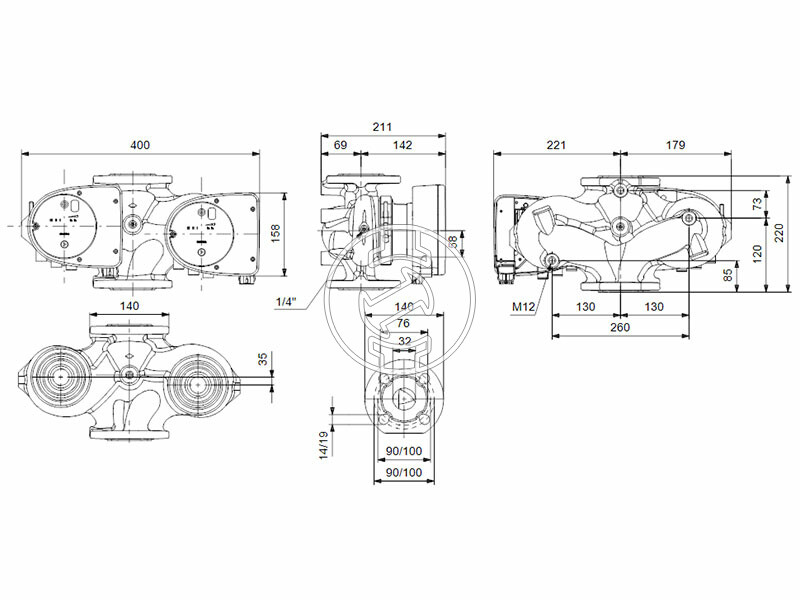 Grundfos MAGNA1 D 32-80 F 220 PN6/10 keringető szivattyú
