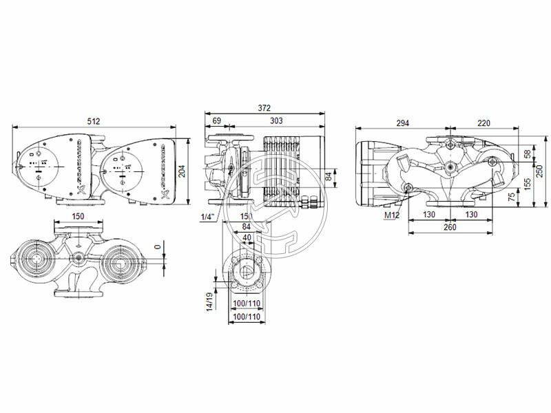 Grundfos MAGNA1 D 40-150 F 250 PN6/10 keringető szivattyú