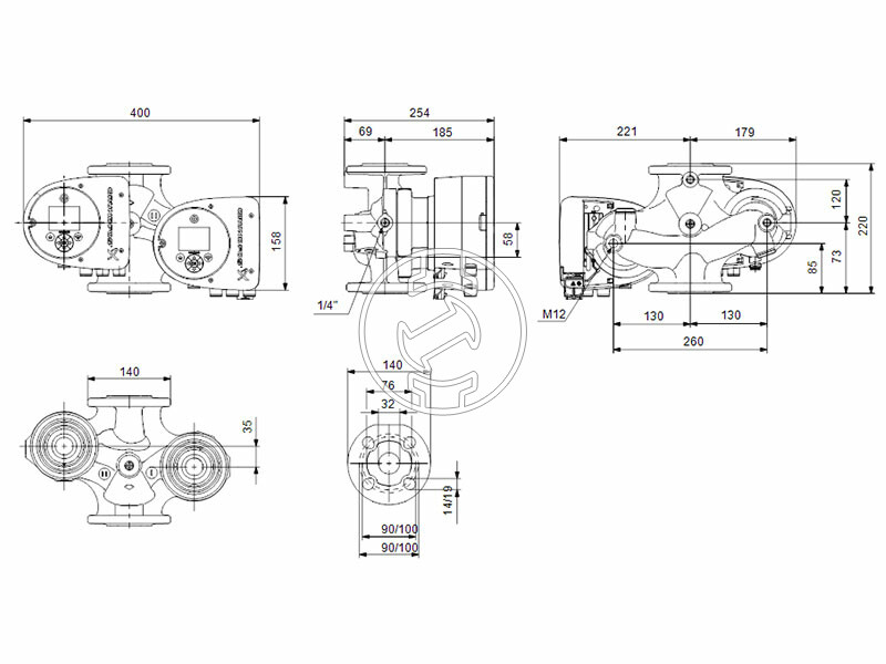 Grundfos MAGNA3 D 32-100 F 220 PN6/10 keringető szivattyú