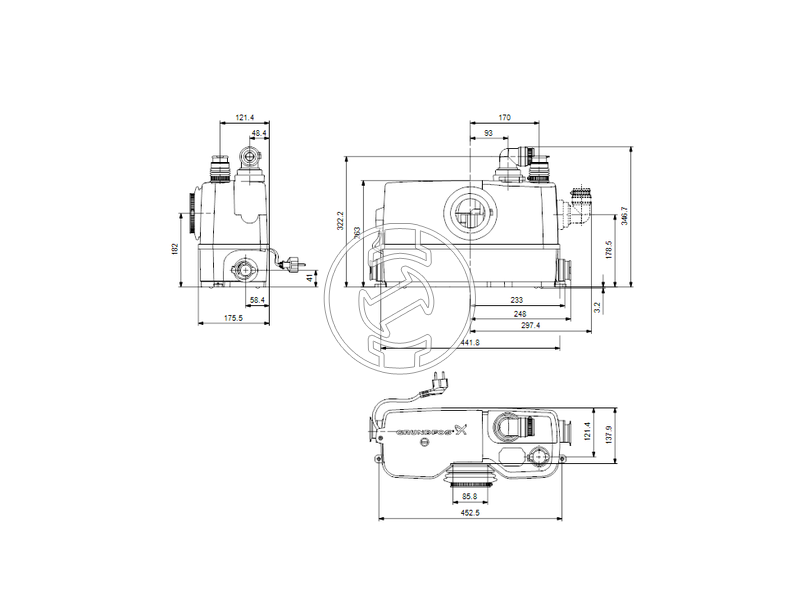Grundfos Sololift2 WC-3 kompakt szennyvízátemelő