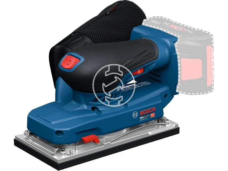 Kép: GSS18V-18 akkus rezgocsiszolo akku es tolto nelkul kartondobozban.webp