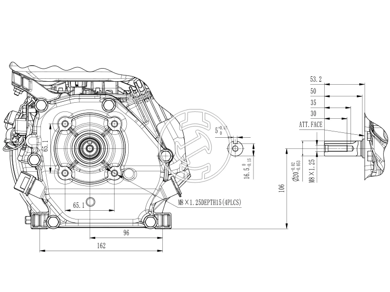 ZIVtec GT 200 beépíthető robbanómotor 195 cm³ | 4,1 kW | Tengelyméret: 19 mm | 4 ütemű