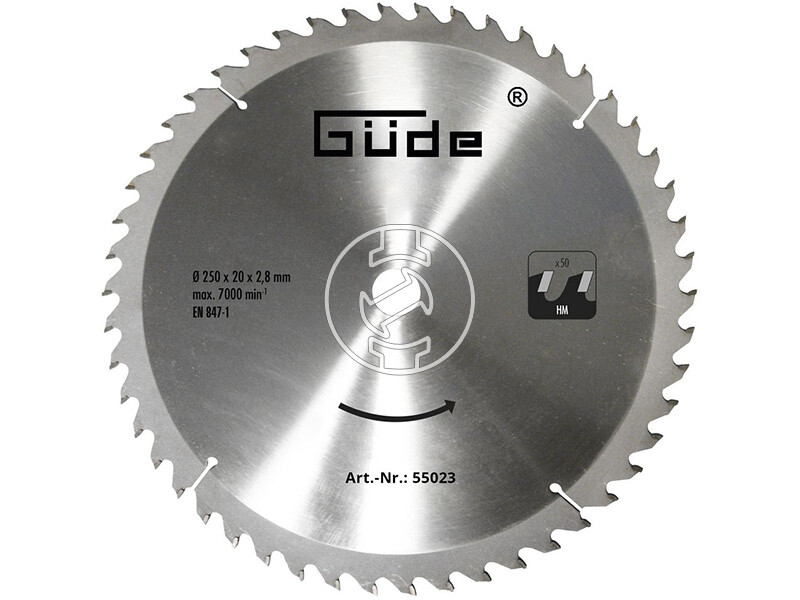 Güde 250x20x50Z körfűrészlap fához