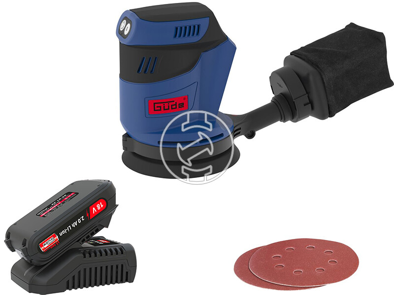 Güde EXS 18-0 akkus excentercsiszoló + LGAP 18-3020 akkumulátor és töltő szett