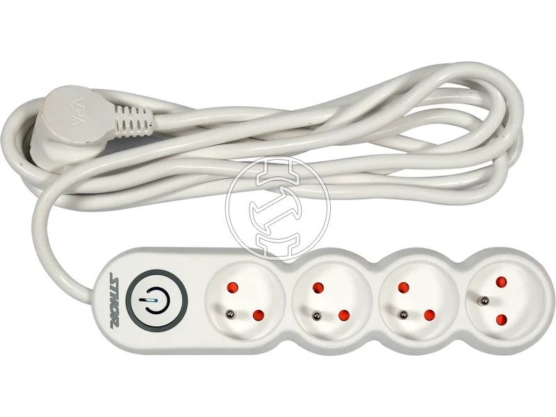 Kép: Halozati eloszto foldelt vedoerintkezos 4 aljzat 3 m kabel.webp