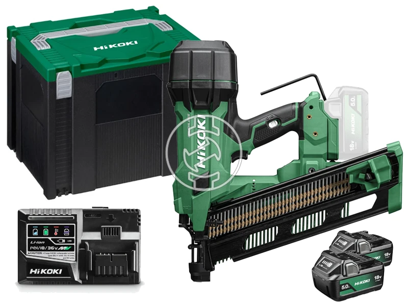 HiKOKI NR1890DRAWQZ akkus szerkezeti szegező 18 V | 50 - 90 mm | Átmérő 2,9 - 3,8 mm | 21 ° | Szénkefementes | 1 x 5 Ah akku + töltő | HSC kofferben