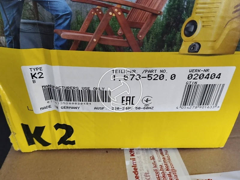 Karcher K 2 elektromos magasnyomású mosó 110 bar | 6 l/perc | 230 V (újracsomagolt)