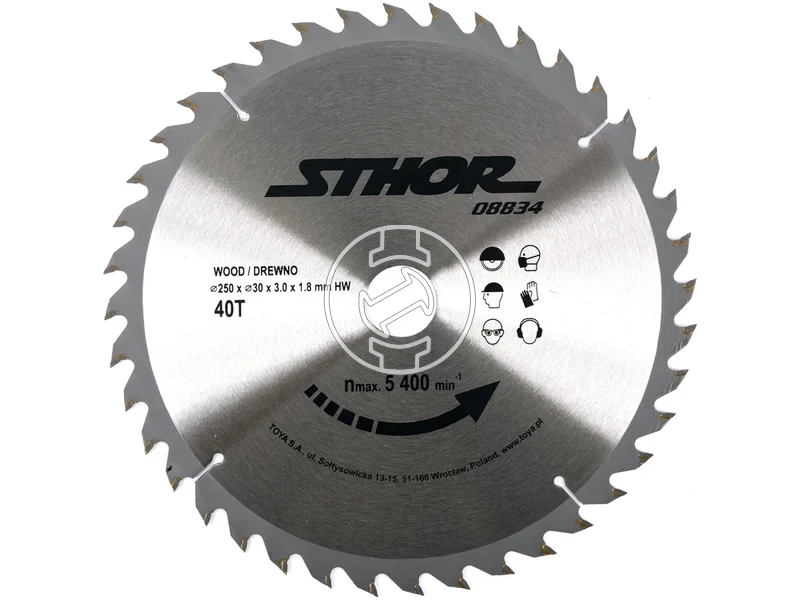 Kép: Kemenyfem lapkas faipari korfureszlap 250 30 mm 40 fog TCT.webp