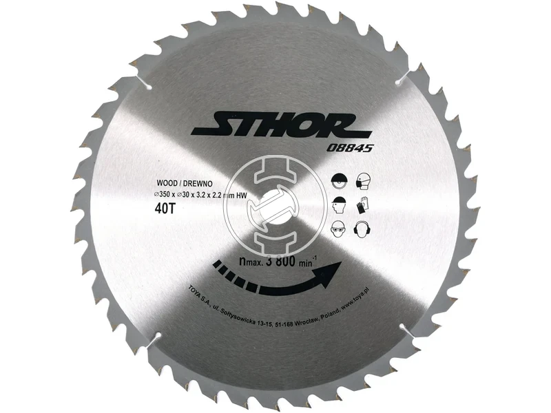 Kép: Kemenyfem TCT korfureszlap fahoz 350 mm atmero 40 fog 30 mm furat.webp