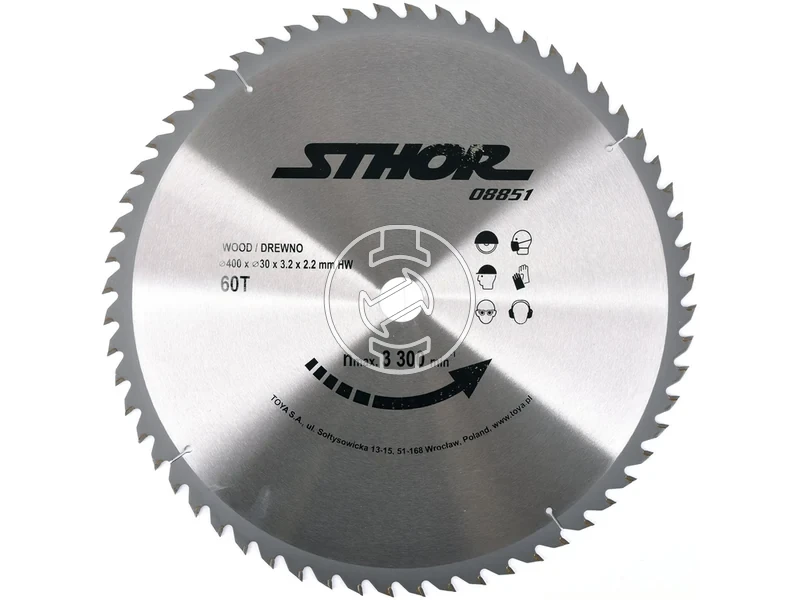 Kép: Kemenyfemlapkas TCT korfureszlap fahoz 400 mm 60 fog 30 mm furat.webp