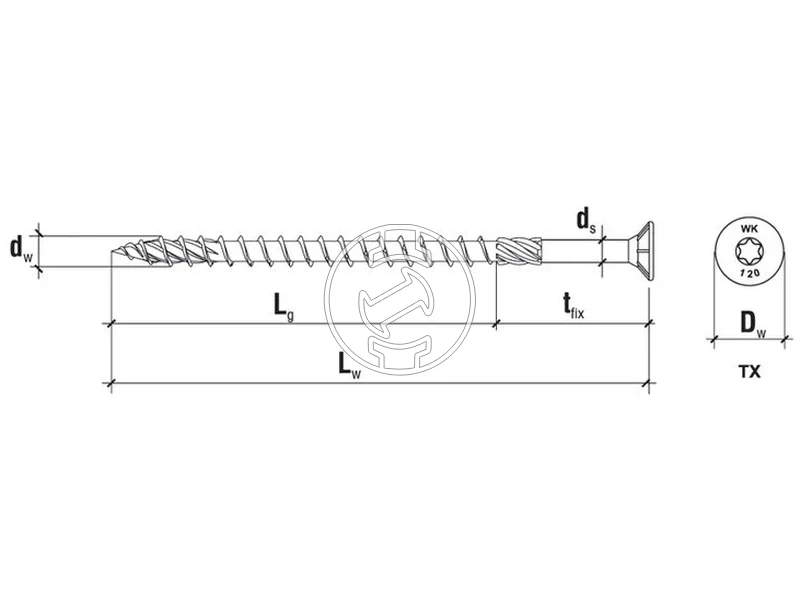 Kép: KLIMAS 40x50 TX sullyeszett feju facsavar sarga.webp