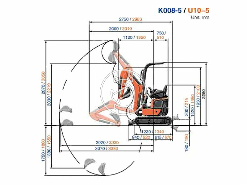 Kubota K008 -5 VHG minikotró 975 kg