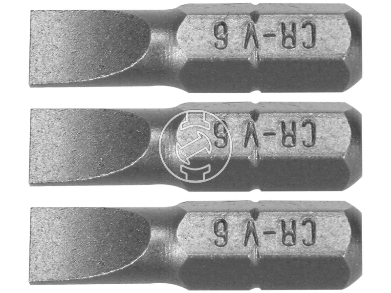 Kép: Lapos csavarhuzo bitek 14 hatszog szar 25 mm hossz 6 mm penge 3 db-os keszlet.webp