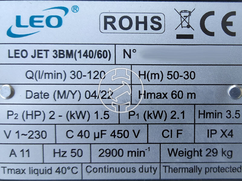 Leo XJWm 140/60-50CL házi vízellátó