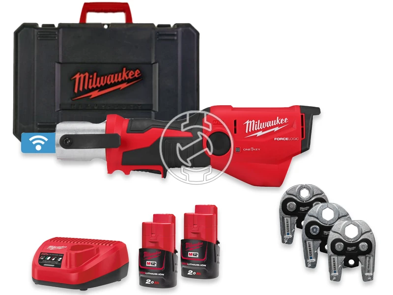 Milwaukee M12ONEHPT-202C akkus csőprés Compact | 12 V | 35 - 40 mm | 19 kN | Szénkefementes | 2 x 2 Ah akku + töltő | Kofferben