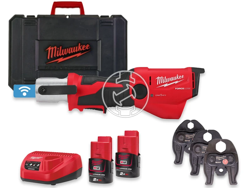 Milwaukee M12ONEHPT-202CM-SET akkus csőprés Compact | 12 V | 35 - 40 mm | 19 kN | Szénkefementes | 2 x 2 Ah akku + töltő | Kofferben