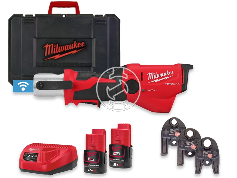 Milwaukee M12ONEHPT-202CTH-SET akkus csőprés Compact | 12 V | 35 - 40 mm | 19 kN | Szénkefementes | 2 x 2 Ah akku + töltő | Kofferben