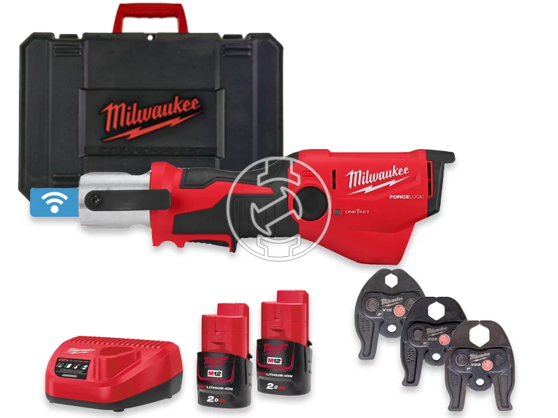 Milwaukee M12ONEHPT-202CV-SET akkus csőprés Compact | 12 V | 35 - 40 mm | 19 kN | Szénkefementes | 2 x 2 Ah akku + töltő | Kofferben