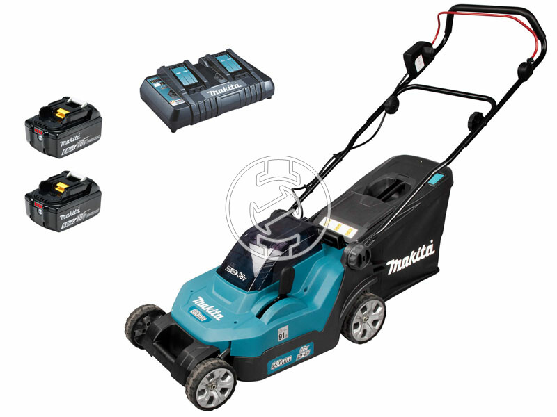 Makita DLM382PG2 akkus fűnyíró 36 V | 380 mm | 560 m2 | Szénkefementes | 2 x 6 Ah akku + töltő