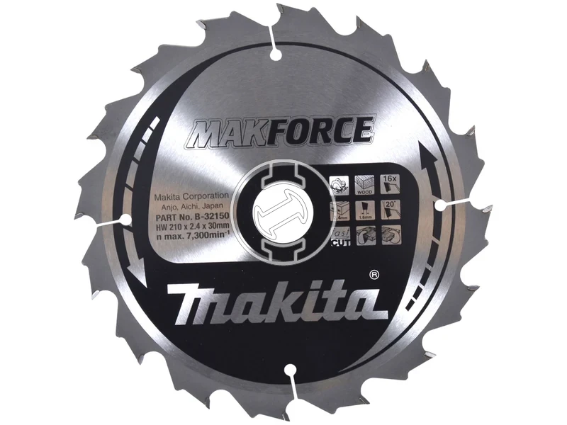 Kép: Makita Makforce korfureszlap 210 x 30 mm fogszam 16 db vagasszelesseg 24 mm_0.webp