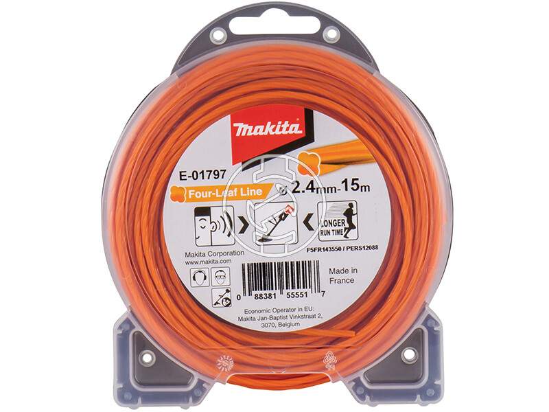 Makita négylevelű damil, narancs, 2.4mm 15m