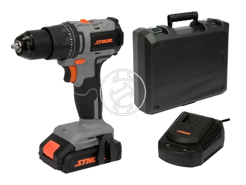 Sthor 78085 akkus fúrócsavarozó tokmányos 20 V, 45 Nm + 2 Ah akku + töltő